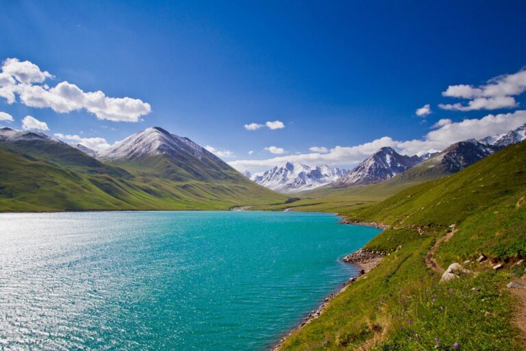 Озеро Коль-Тор с видом на горы и ледники